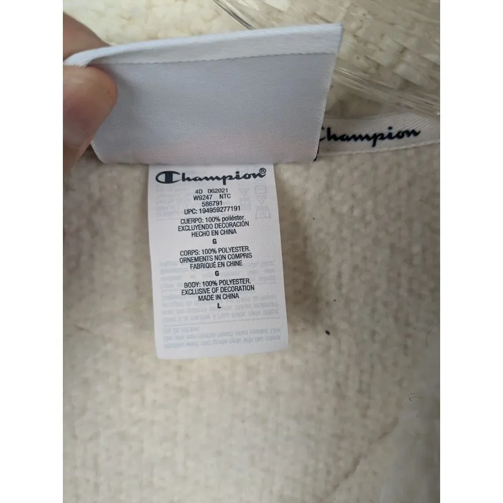 Champion Sherpa Jacket Women's Large Ivory 100% Polyester Authentic Quarter Zip - Picture 5 of 9